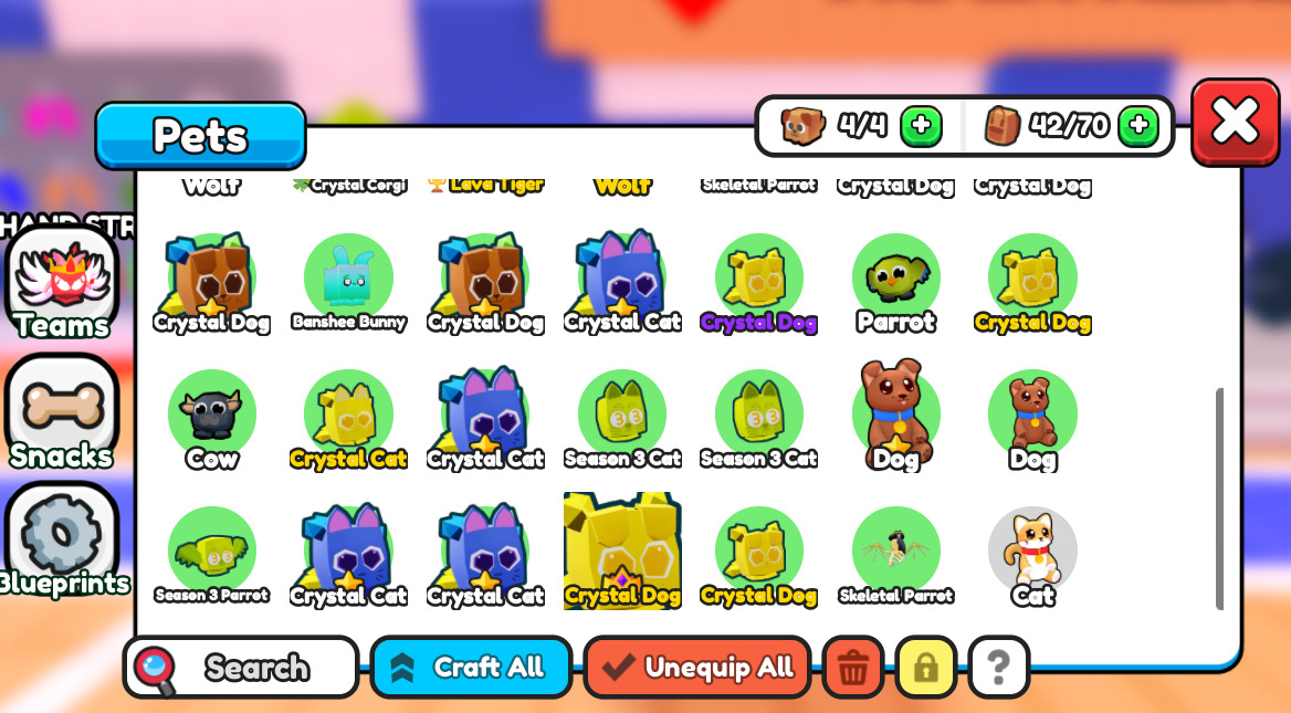 How to render out pets for a pet inventory like arm wrestle simulator