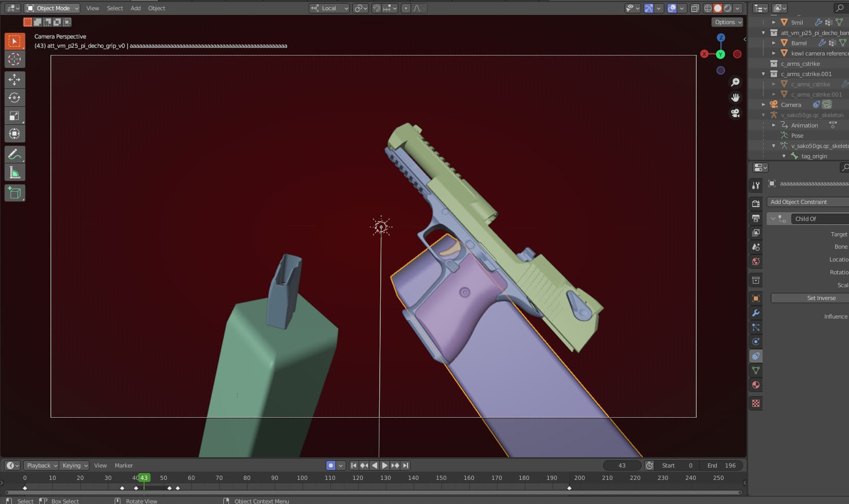 Blender Child of Constrant Having weird results when importing Art