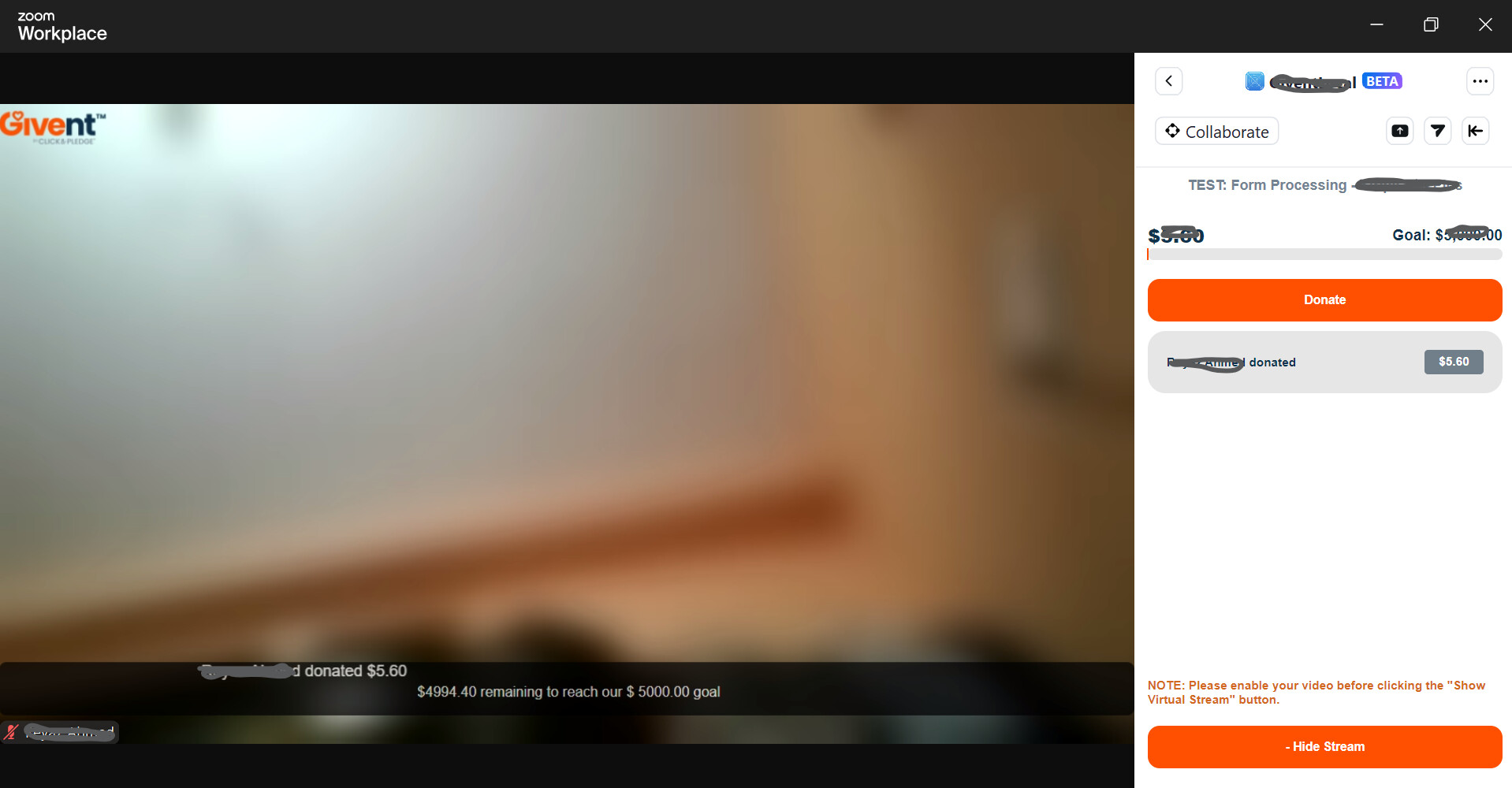 Unable to see virtual text on Camera on Mobile devices Zoom Apps