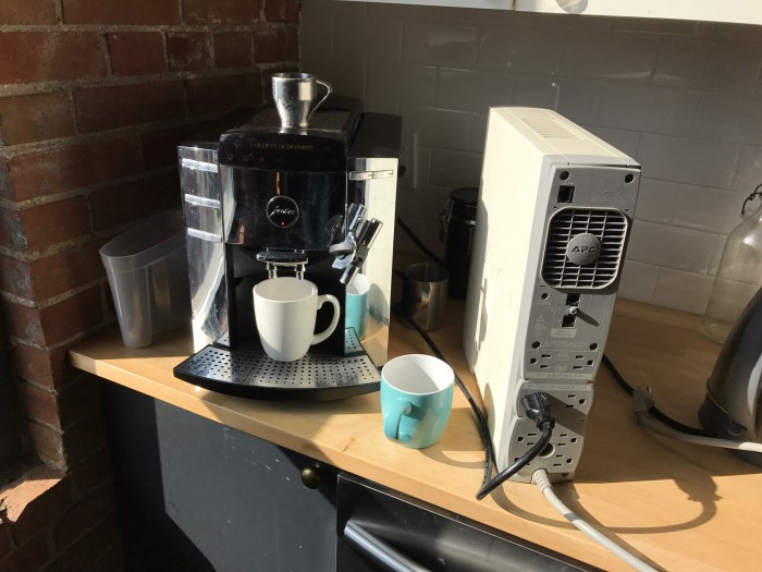 Power outage at work before I could have my coffee. APC to the rescue.