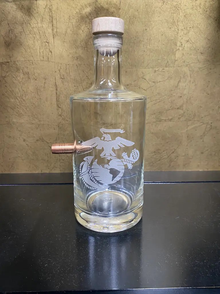 Decanter etched EGA and bullet Devil Dog Headquarters