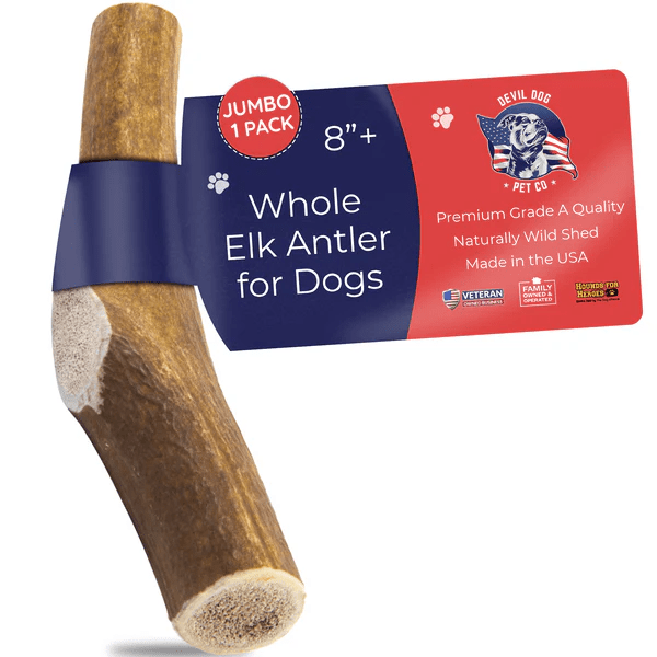 Jumbo Elk Antler Dog Chews (Whole Cut) For Dogs Over 85 Pounds Devil