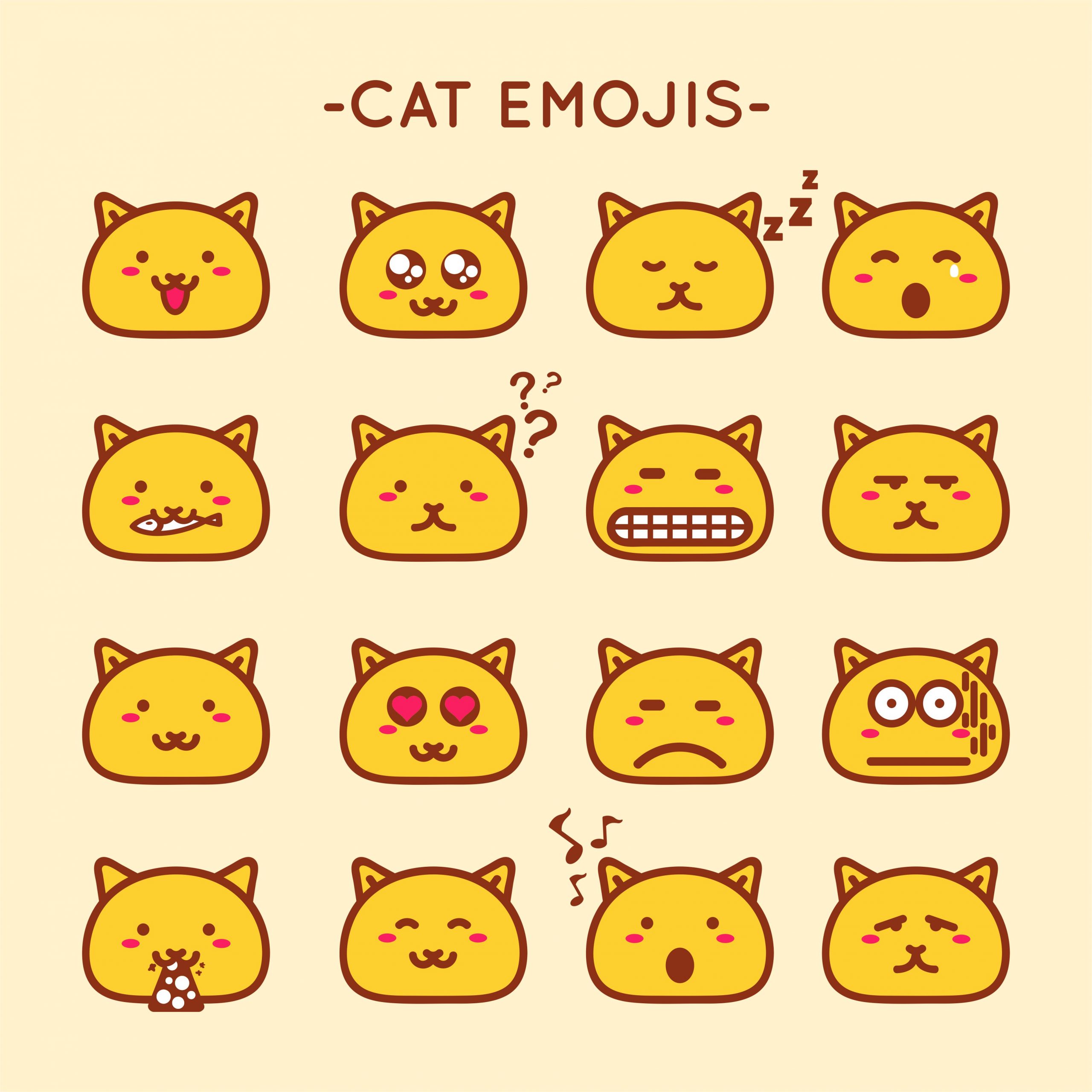 Cat Emoticons Pack Vector Cat Emojis Devilo Arts