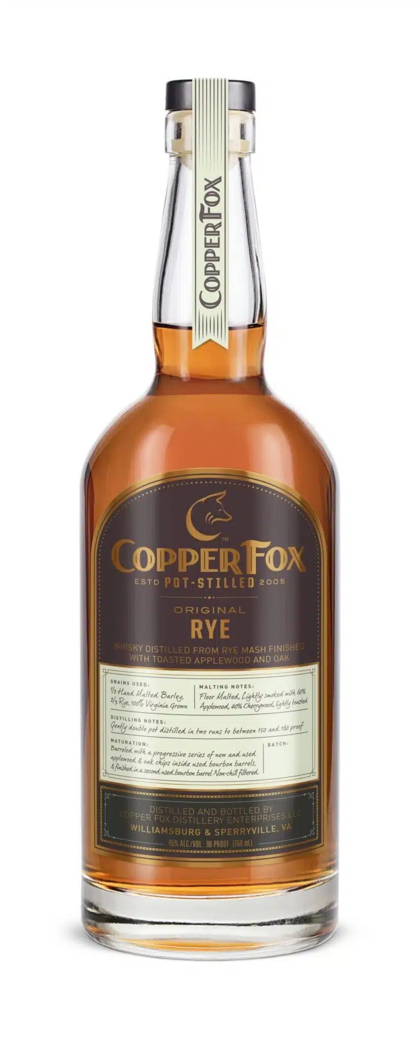 Buy Copper Fox Original Rye Whisky 750ml online from deVine Cellars, Perth