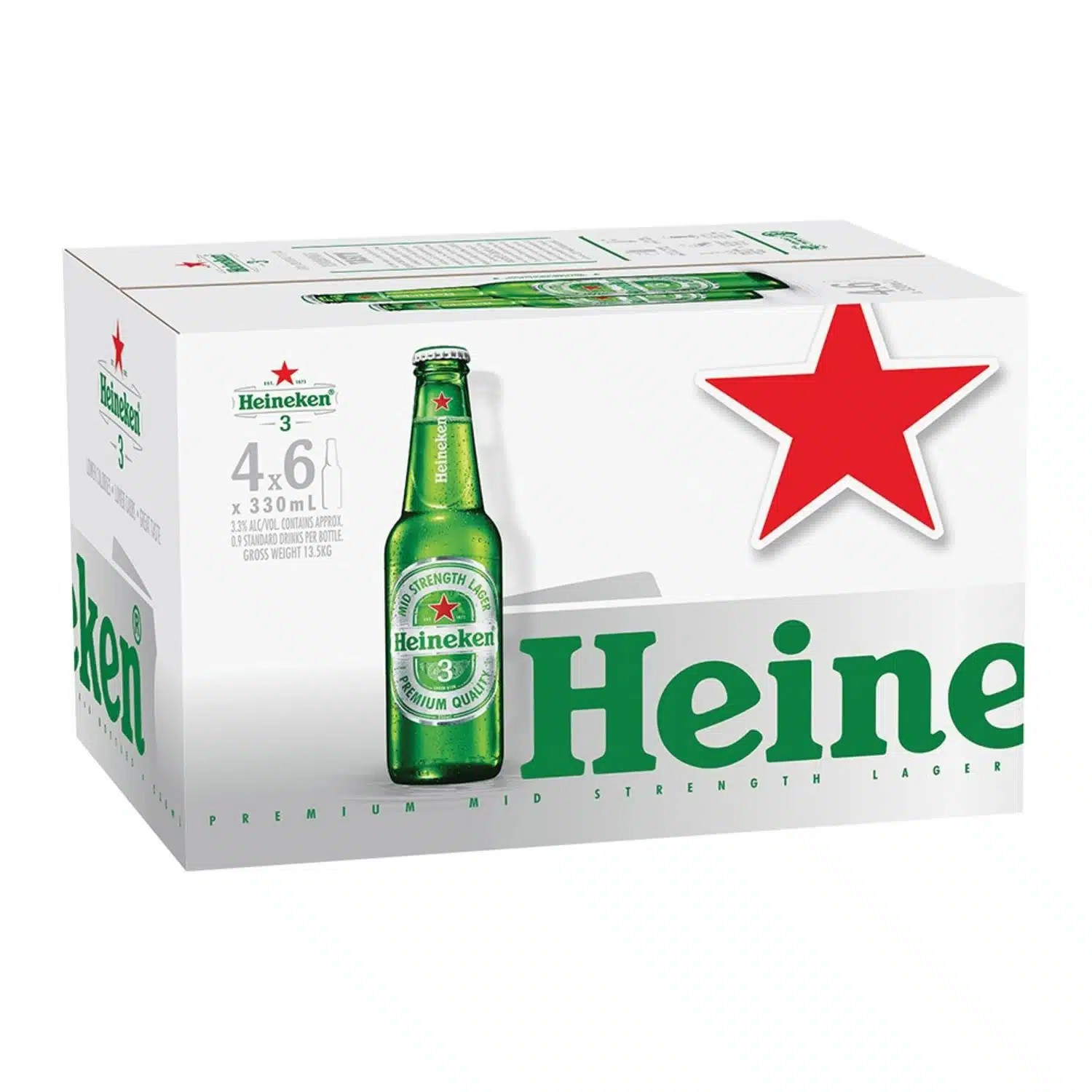 Buy Heineken 3 Lager 3.3 330ml Bottle 24 Pack online from deVine Cellars, Perth
