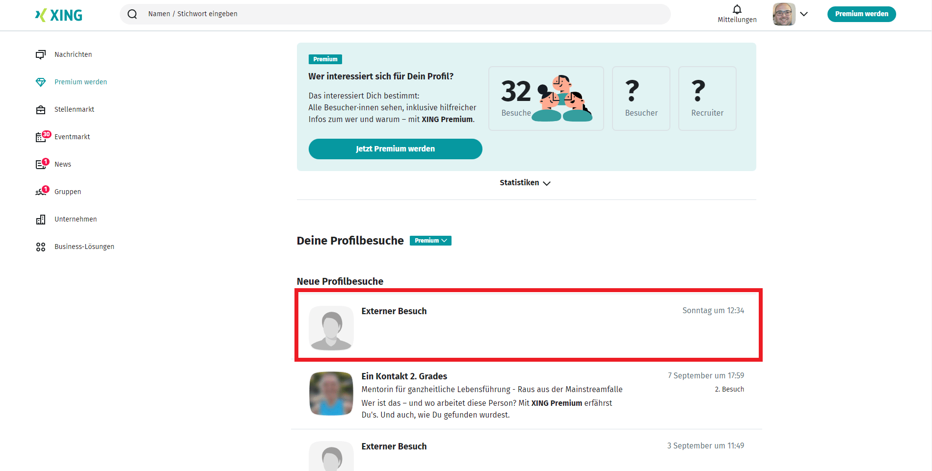 XING Personensuche anonym [auch extern]