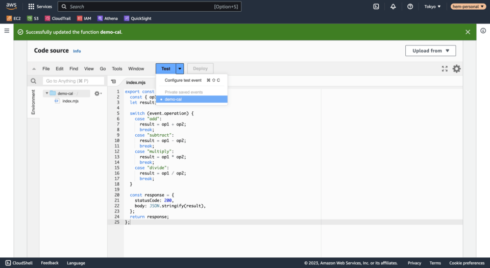 I tried creating a calculator lambda function by integrating AWS API