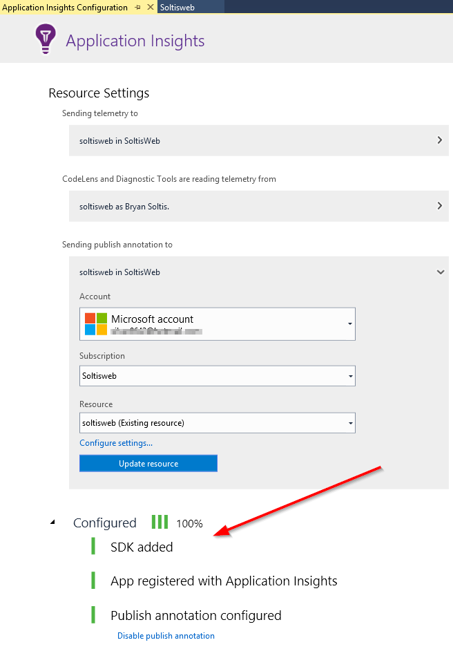 Adding Application Insights to a Core Site in Azure