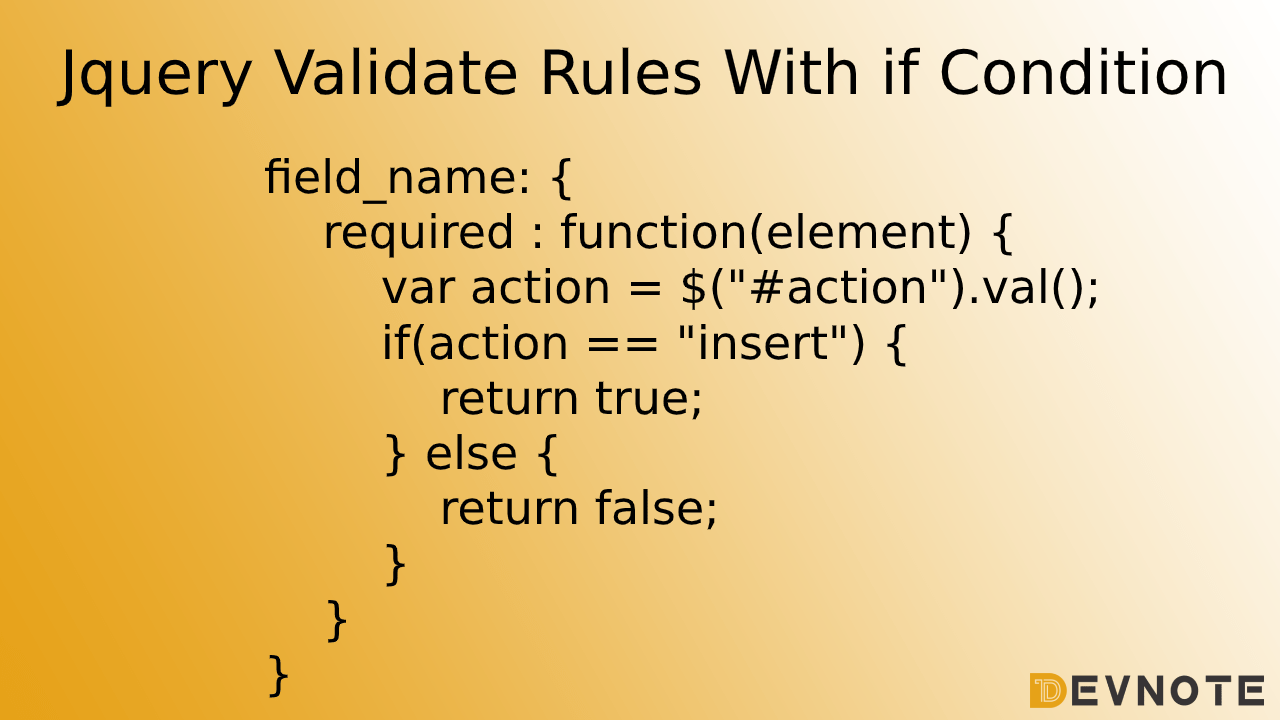 Jquery Validate Rules With if Condition Devnote