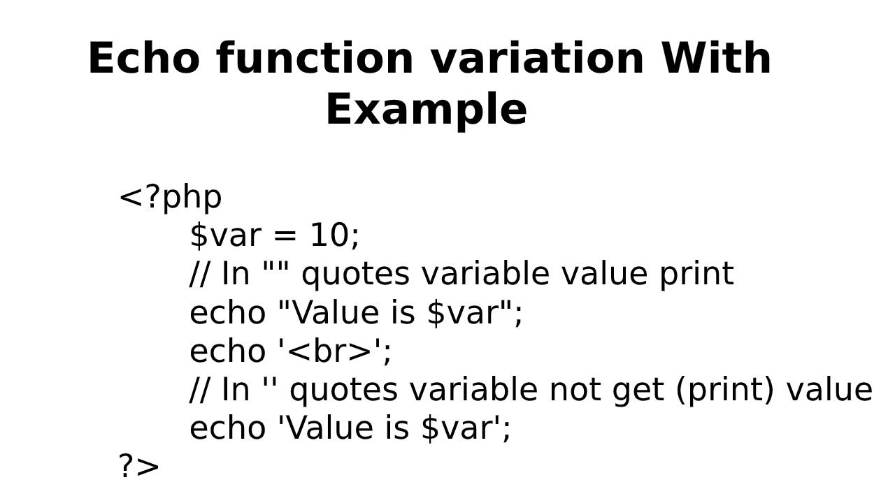 Echo function variation with example Devnote