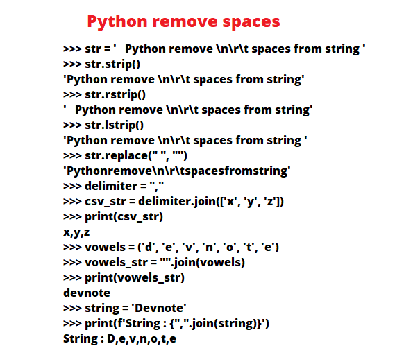 Python remove spaces from a string Devnote