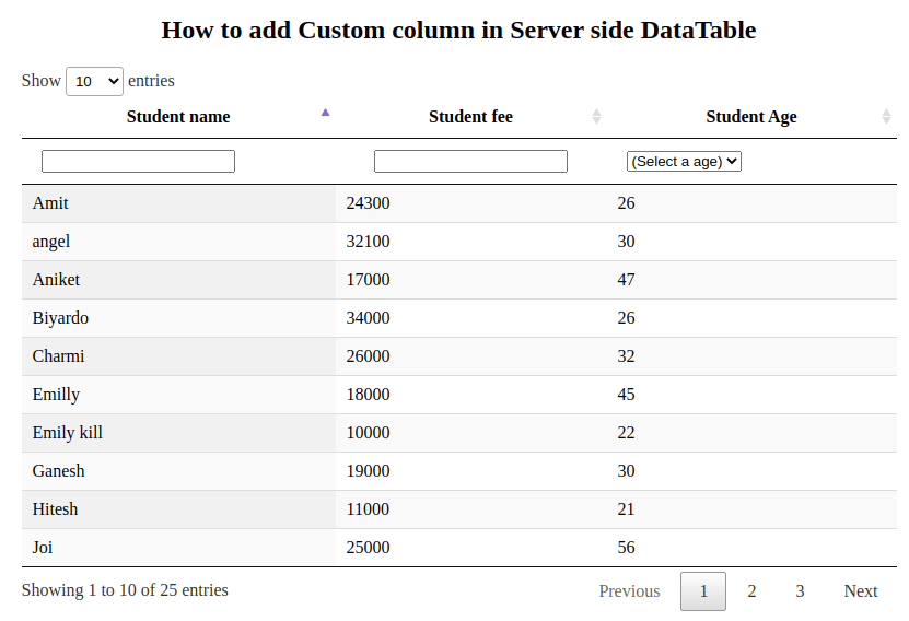 How to add a custom column in Serverside DataTable Devnote