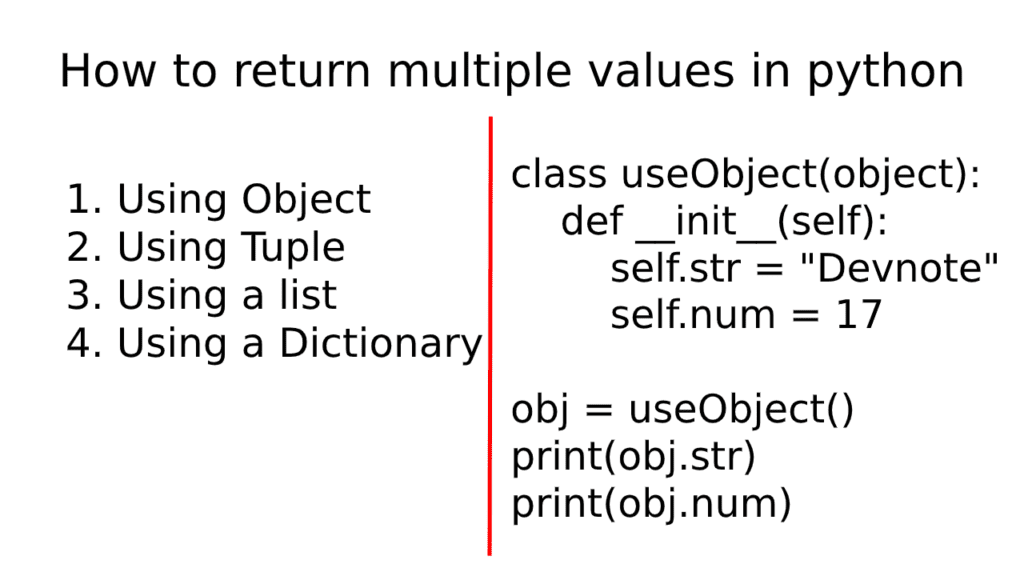 How to return multiple values in python Devnote