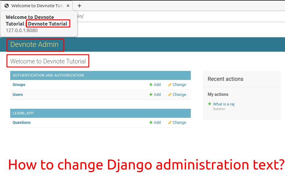 How to change Django administration text? Devnote