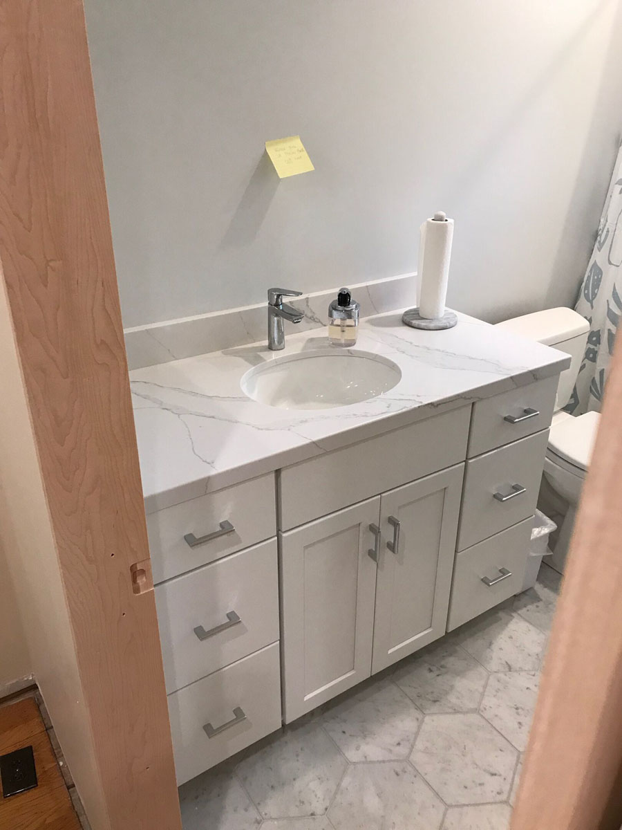 Light Grey Bathroom DeVoe Construction & Design