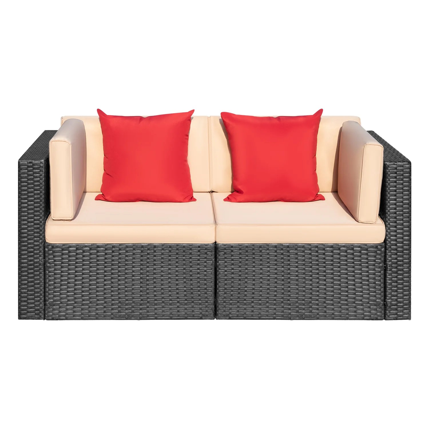 Devoko Patio Furniture 2 Pcs Outdoor Corner Sofa with Cushion and Pill