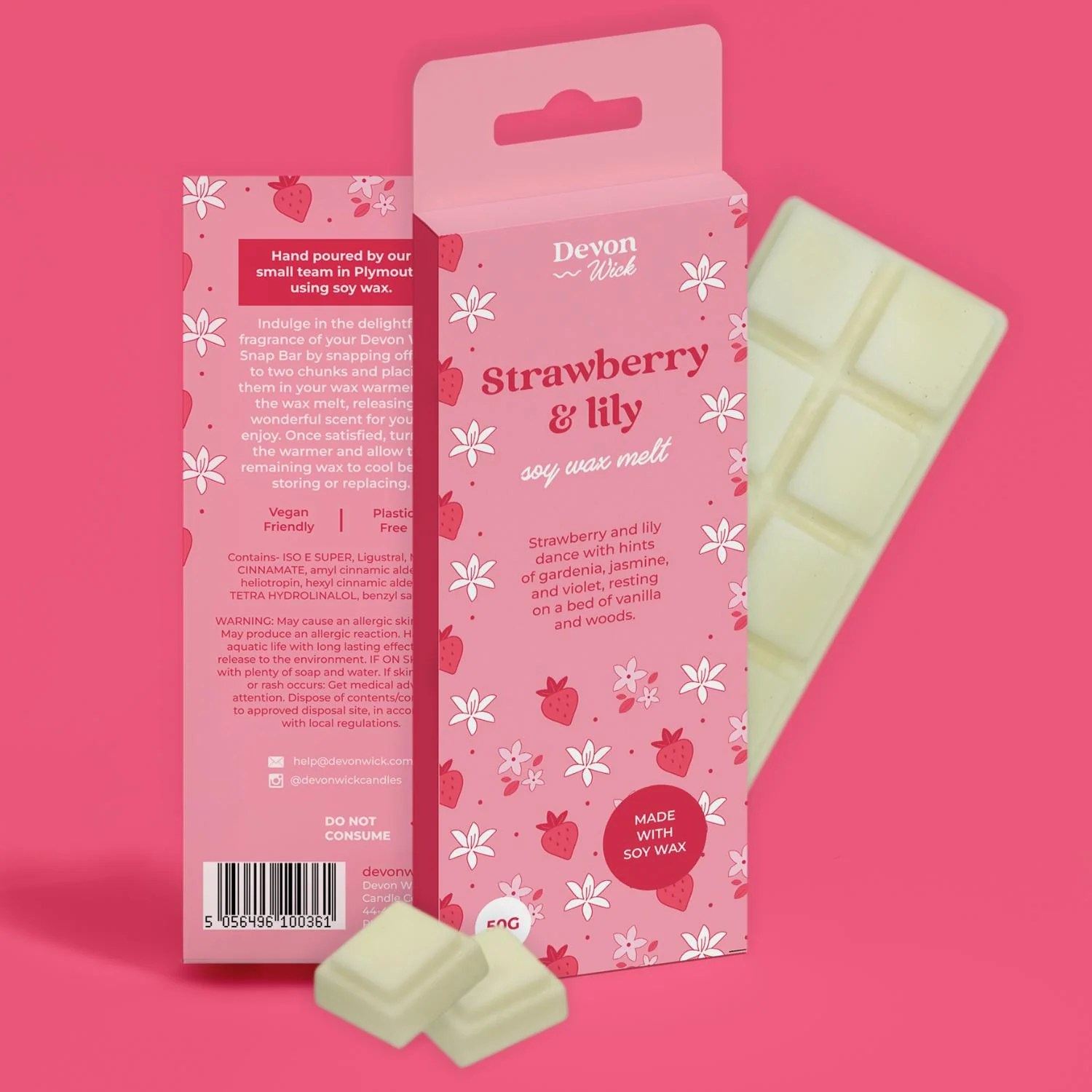 Strawberry & Lily Snap Bar Wax Melts Devon Wick Candle Co. Limited