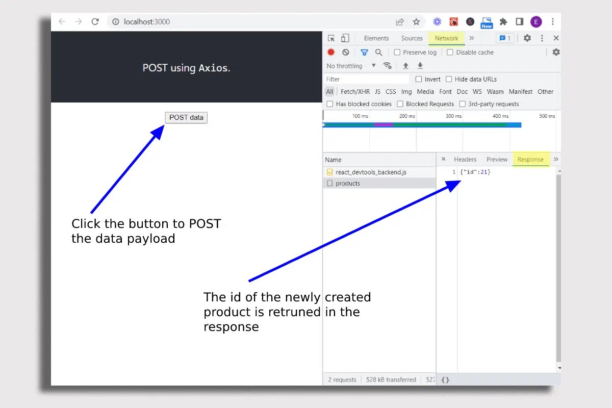 Use Axios in React to POST Api data example