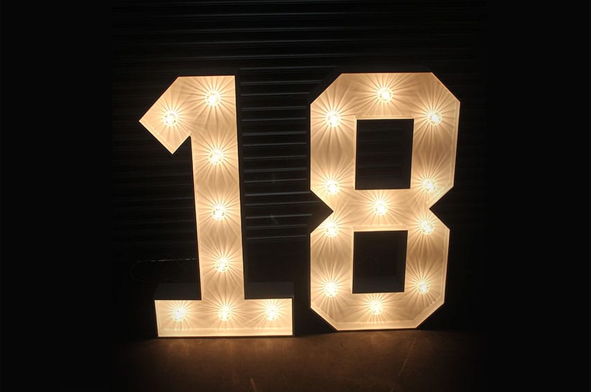 Light Up LED Numbers FOR HIRE ONLY Devsters Party