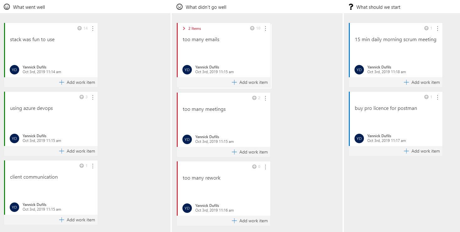 Process Using Retrospective Extension in Azure DevOps