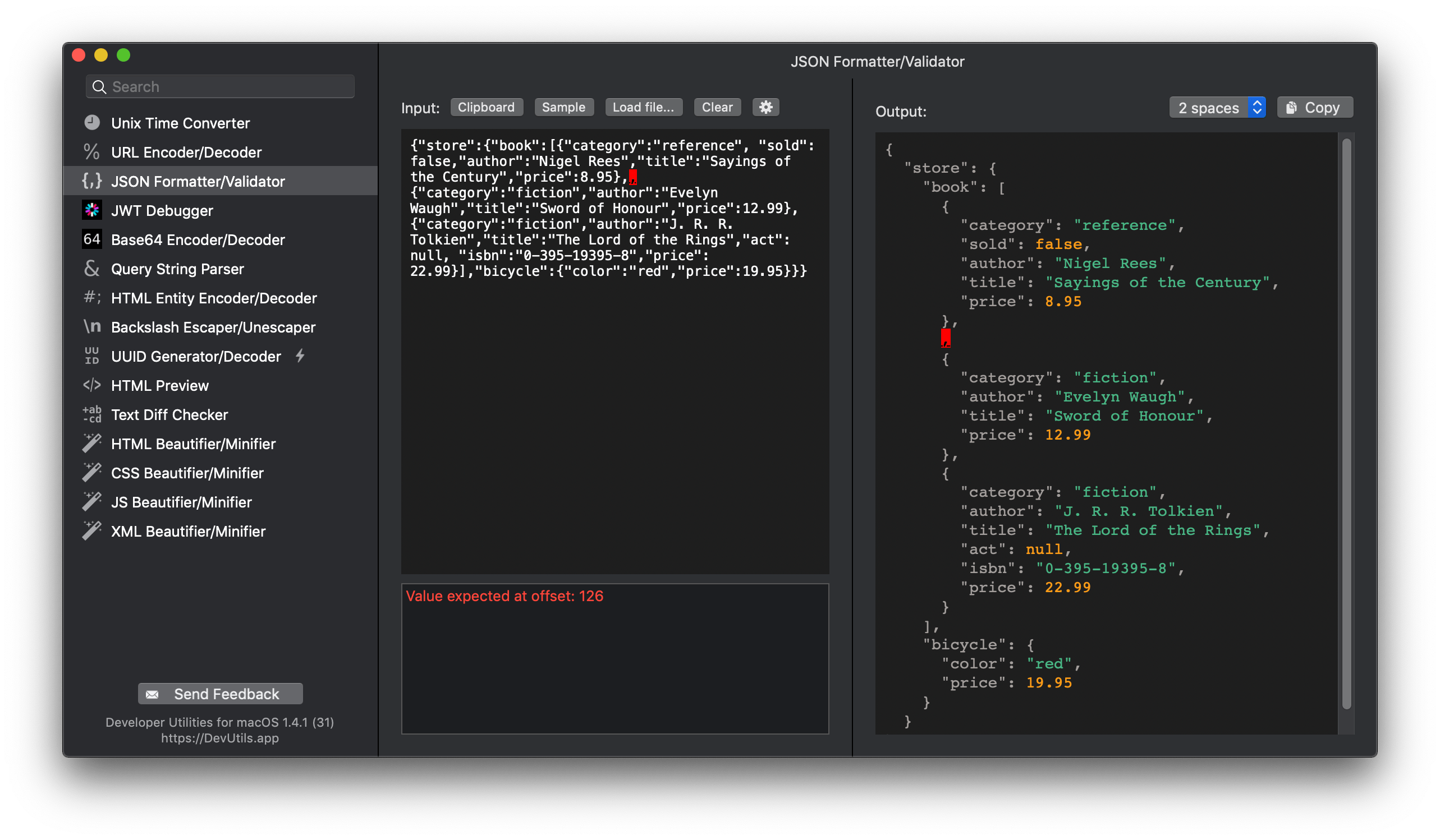 JSON Formatter/Validator Offline App Offline Toolbox for Developers