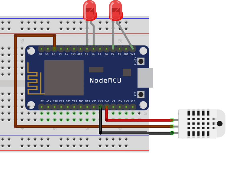nodemcudht11andledcircuit IoTIgnite Devzone