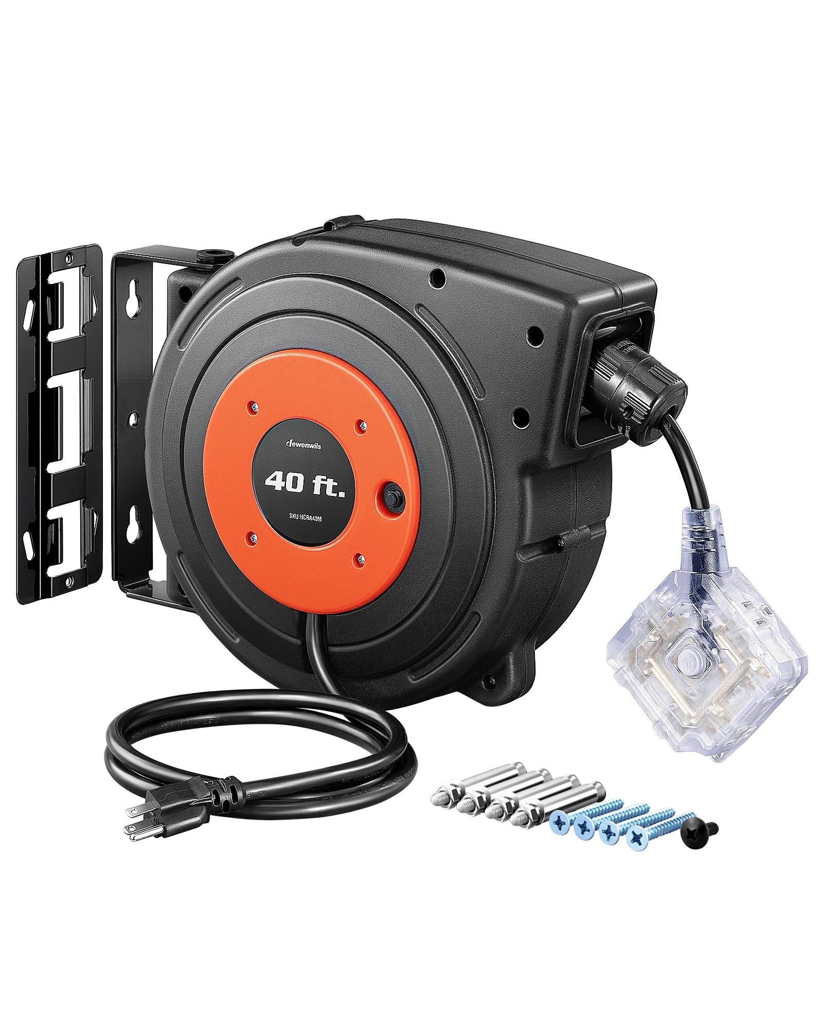 DEWENWILS 40 FT Retractable Extension Cord Reel, 12/3C SJTOW Cord