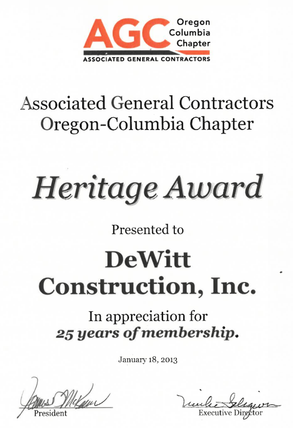 Company Dewitt Construction Inc. Dewitt Construction Inc.