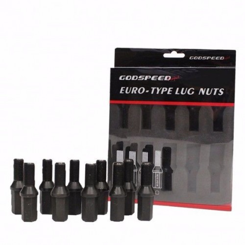 GODSPEED EUROTYPE TAPER CONE STEEL LUG NUT BOLTS 10 PIECE SET M14 X 1.