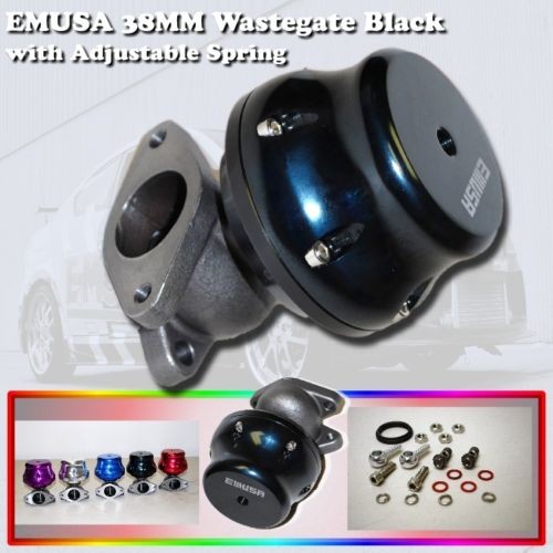 Universal EMUSA 38MM WASTEGATE ADJUSTABLE ANODIZED WITH 3 SPRINGS Black