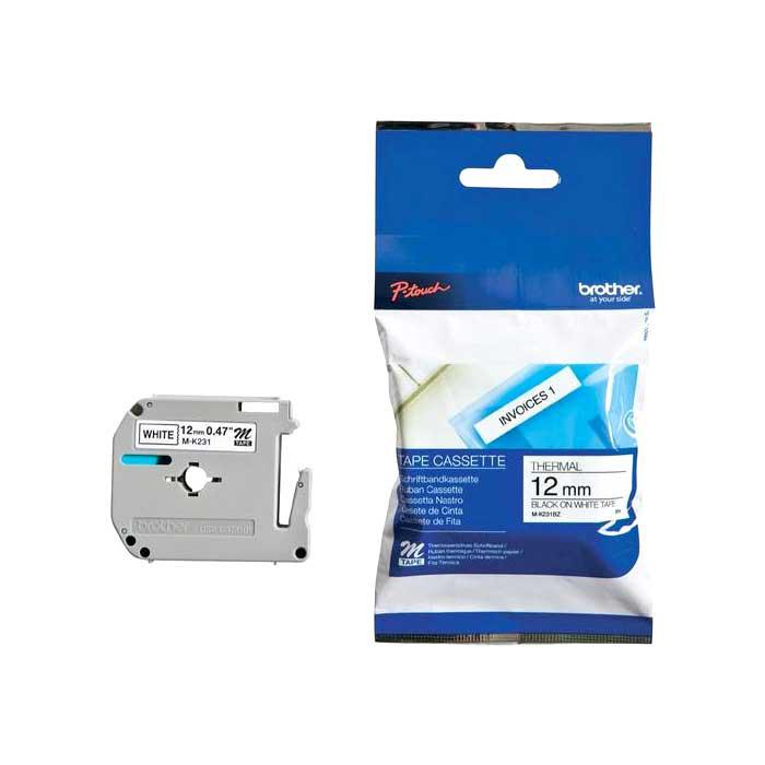 Brother Tape Cassette Black on White 12mm MK231