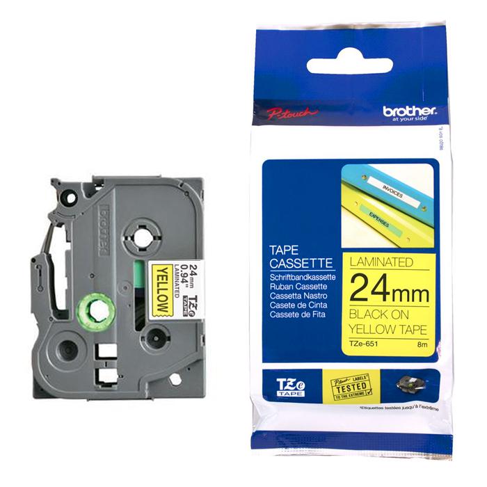 Brother Tape Cassette Black on Yellow 24mm TZE651