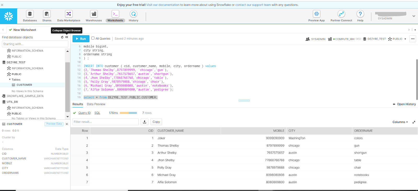 How to truncate data from the table in Snowflake