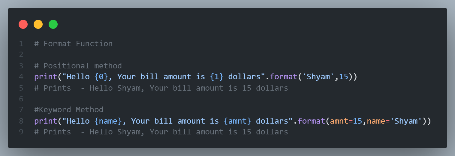 How to use format function in Python?