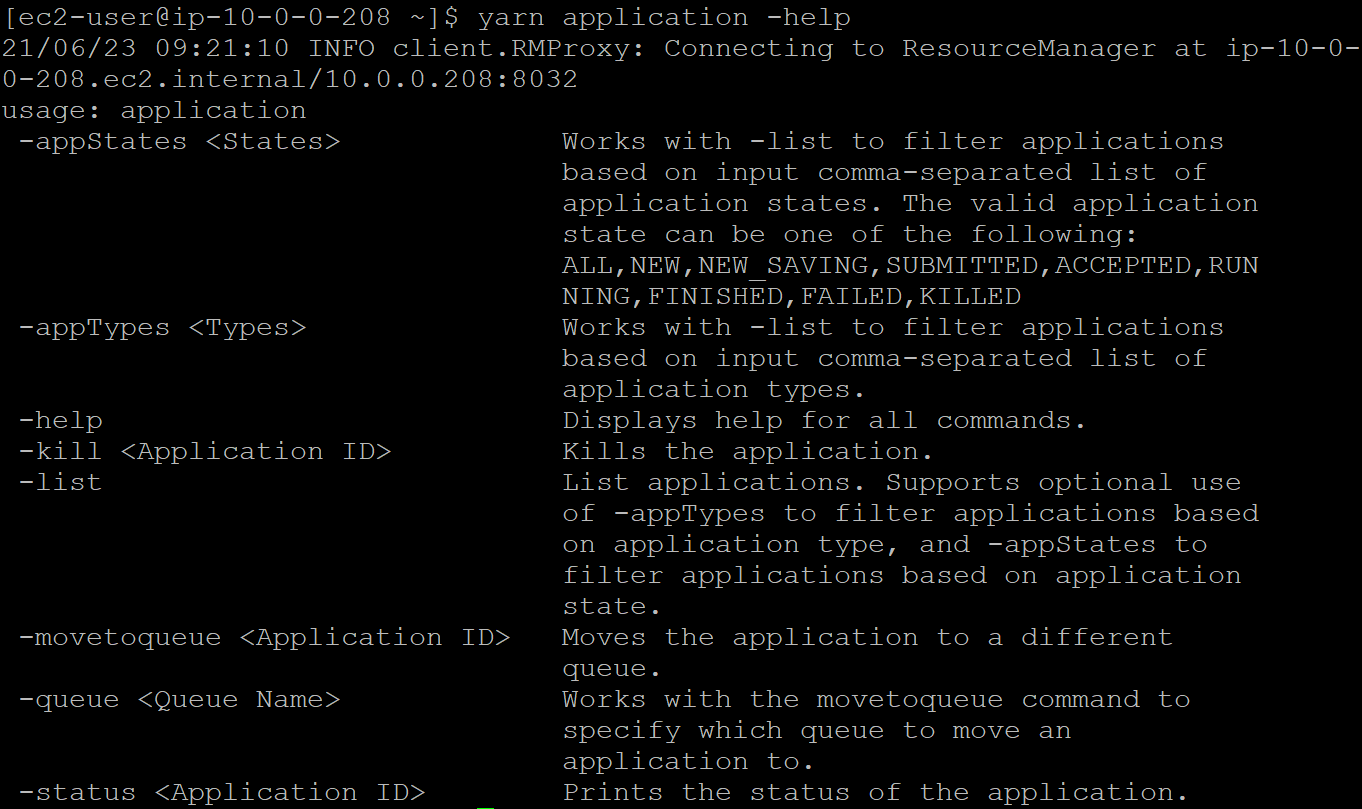YARN command application and applicationattempt