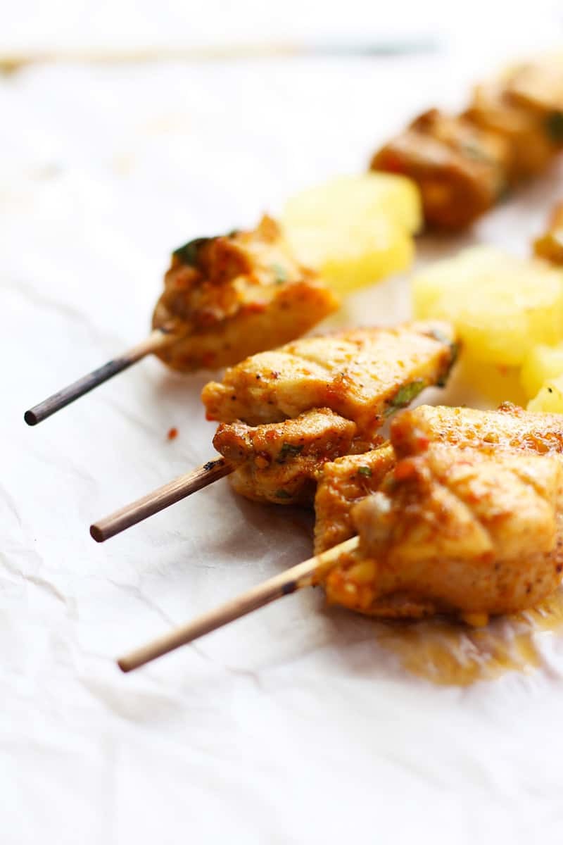 Moroccan Chicken and Pineapple Kebab