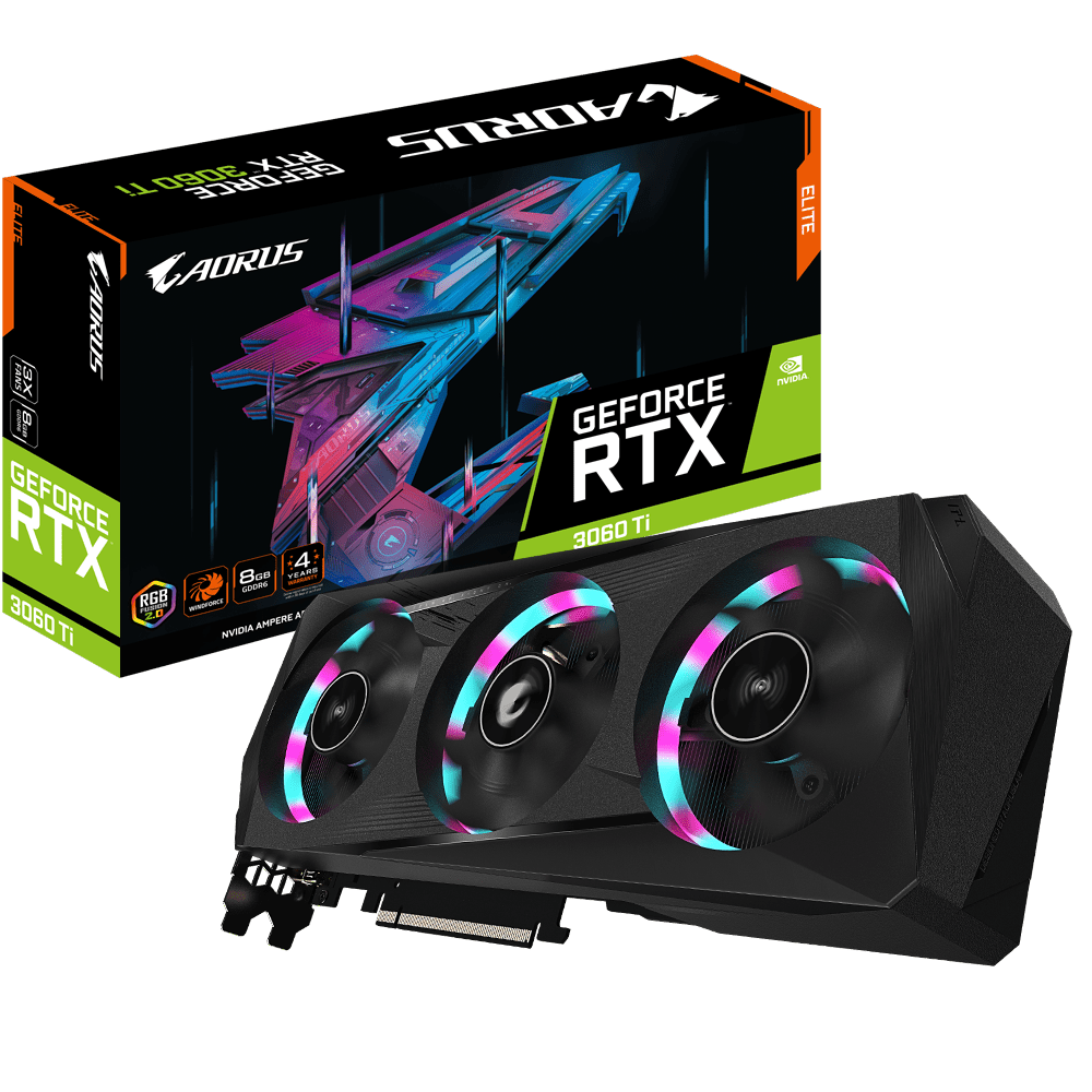 GIGABYTE AORUS RTX 3060TI ELITE 8GB GDDR6 256BIT GRAPHICS CARD LHR