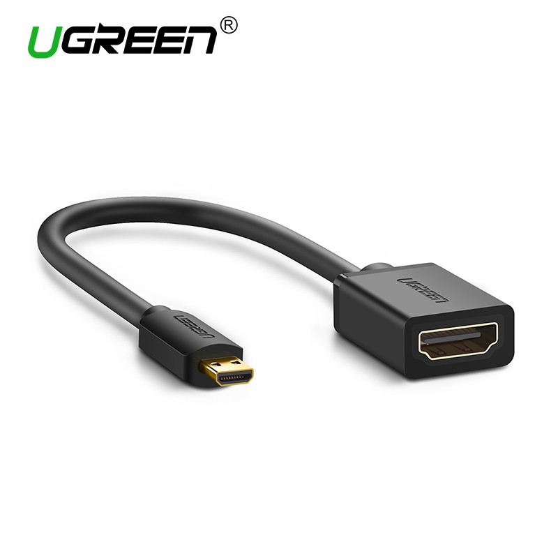 UGREEN MICRO HDMI MALE TO HDMI FEMALE CABLE 0.22M – BLACK | HDMI 2.0