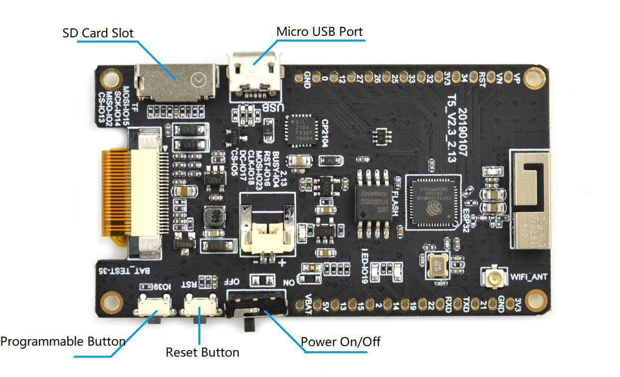 2.13”eink Display Module with ESP32 MCU Wiki DFRobot