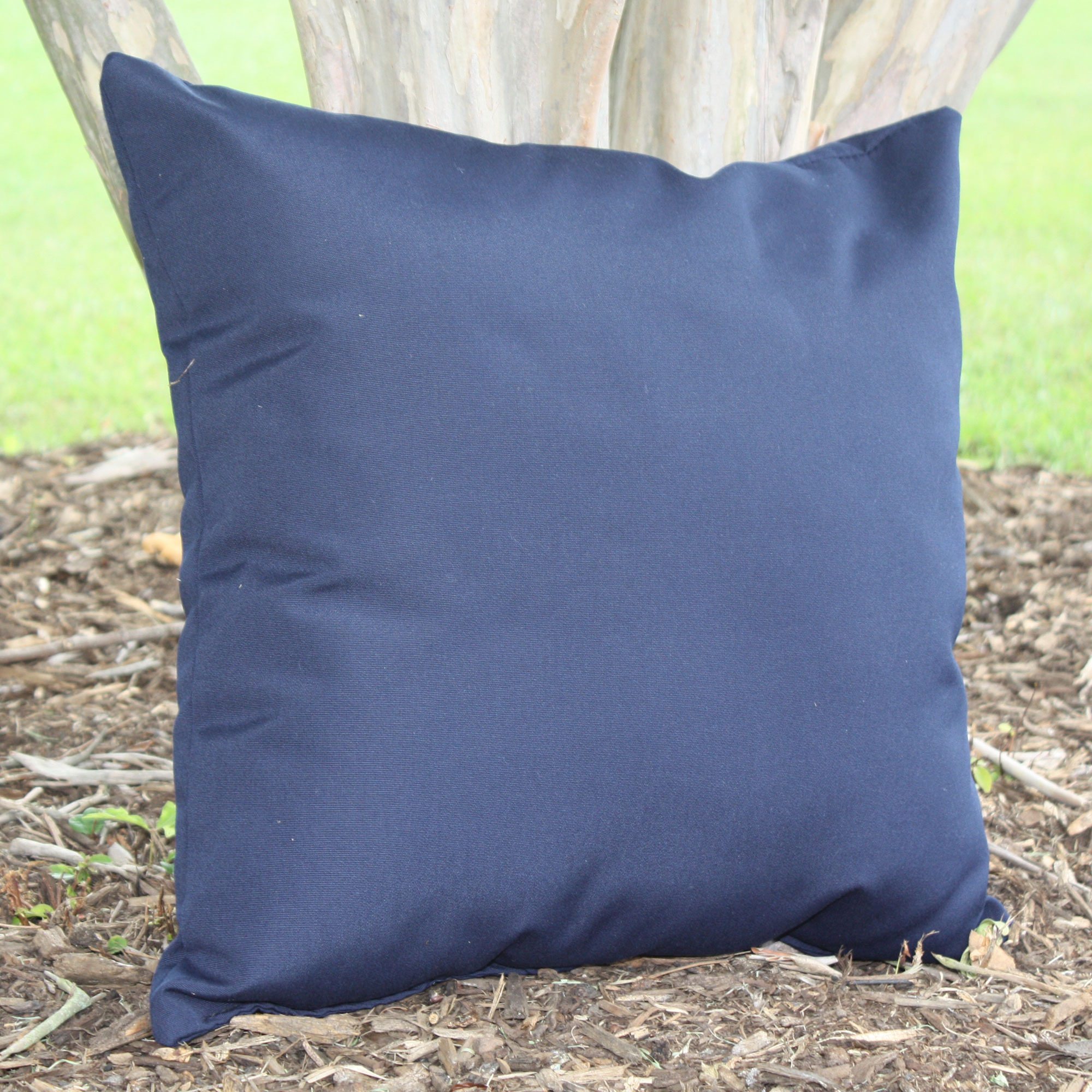 Shop Navy Sunbrella Outdoor Throw Pillow 19 in. x 19 in. Square