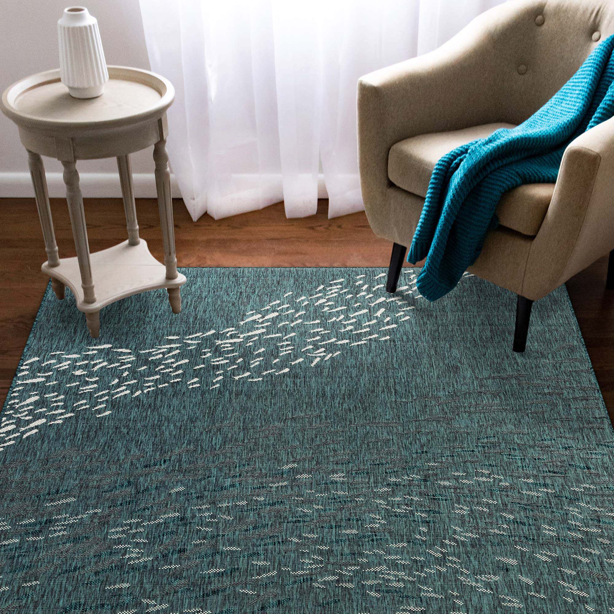 Carmel School of Fish Indoor/Outdoor Rug Teal Liora Manne by Transocean Indoor/Outdoor Rugs