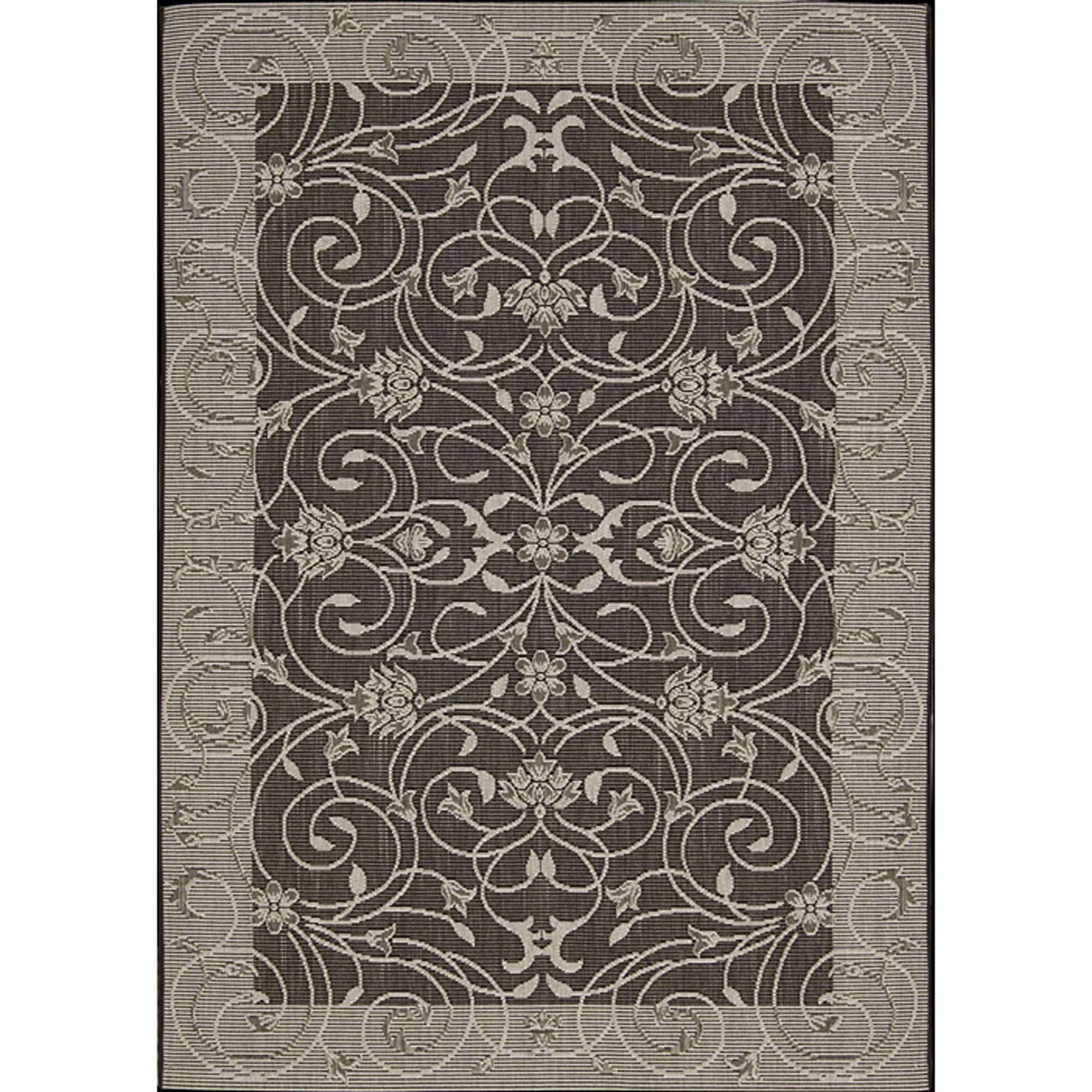 Shop Eclipse Grey Scroll Outdoor Rug 5ft 3in x 7ft 4in Nourison; Rugs