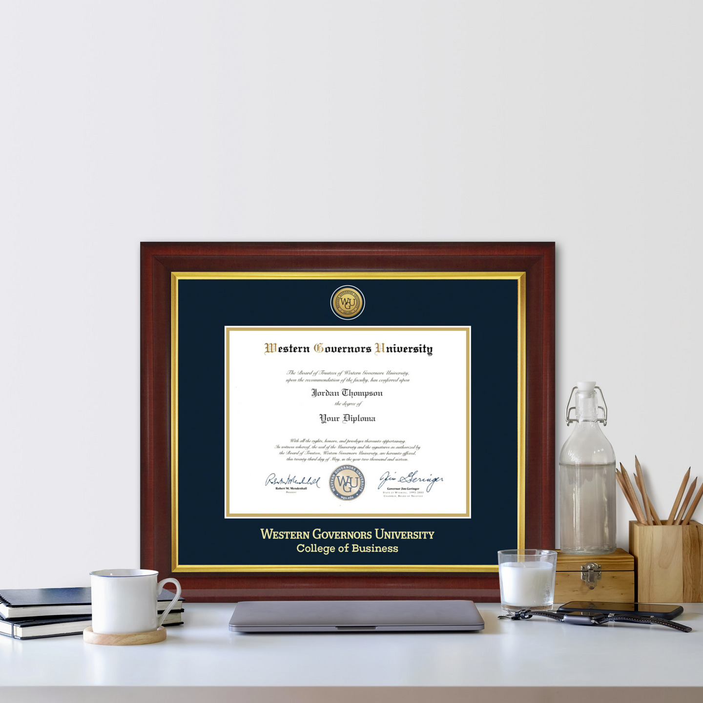 Western Governors University Gold Engraved Medallion Diploma Frame in