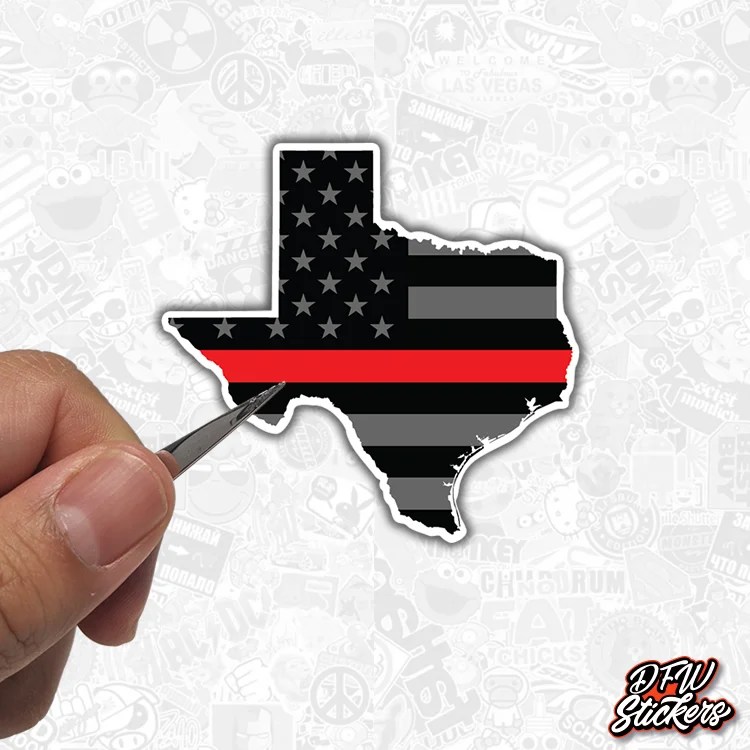 Texas Thin Red Line Firefighter Flag Stickers Back the Red Texas