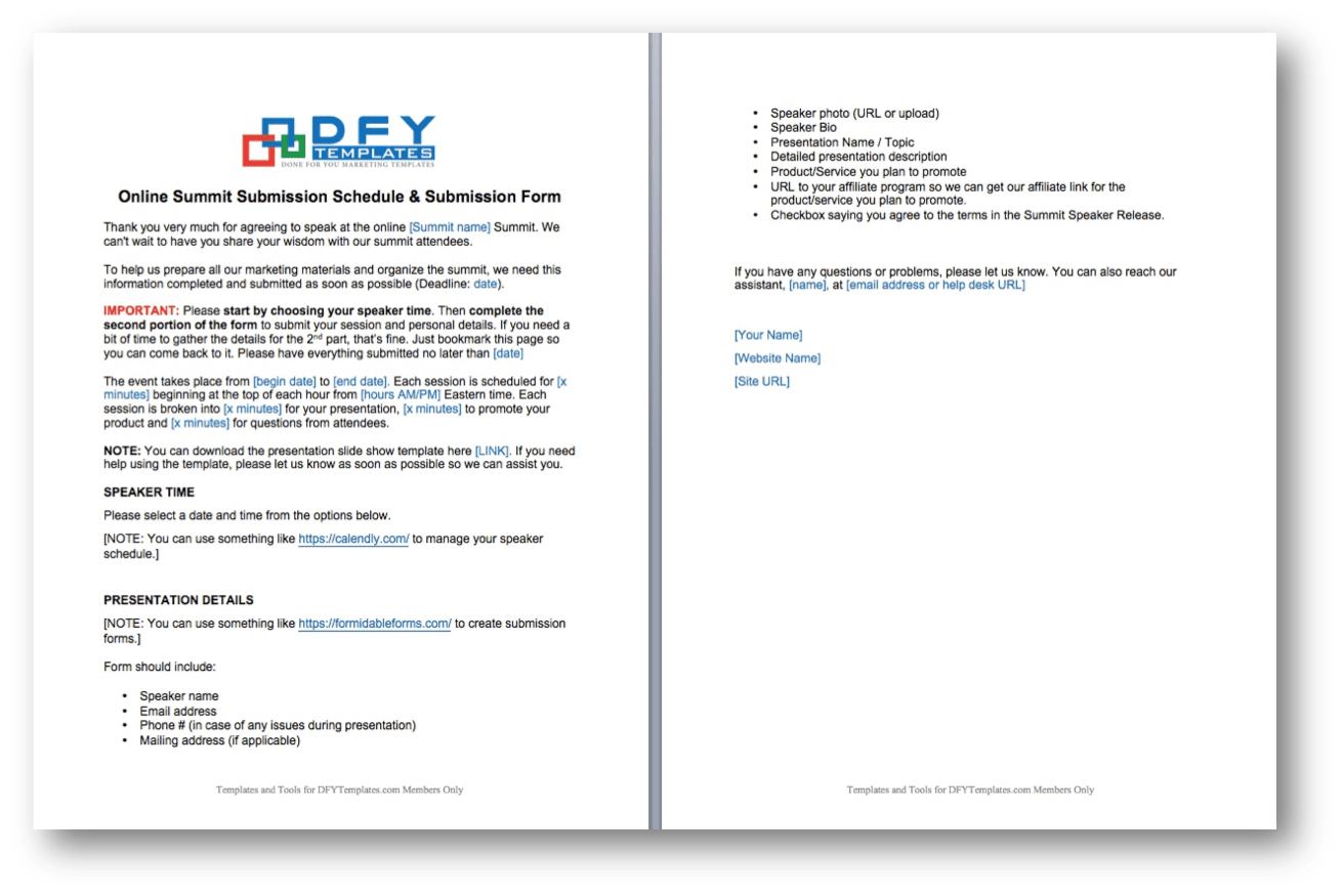 Online Summit Templates