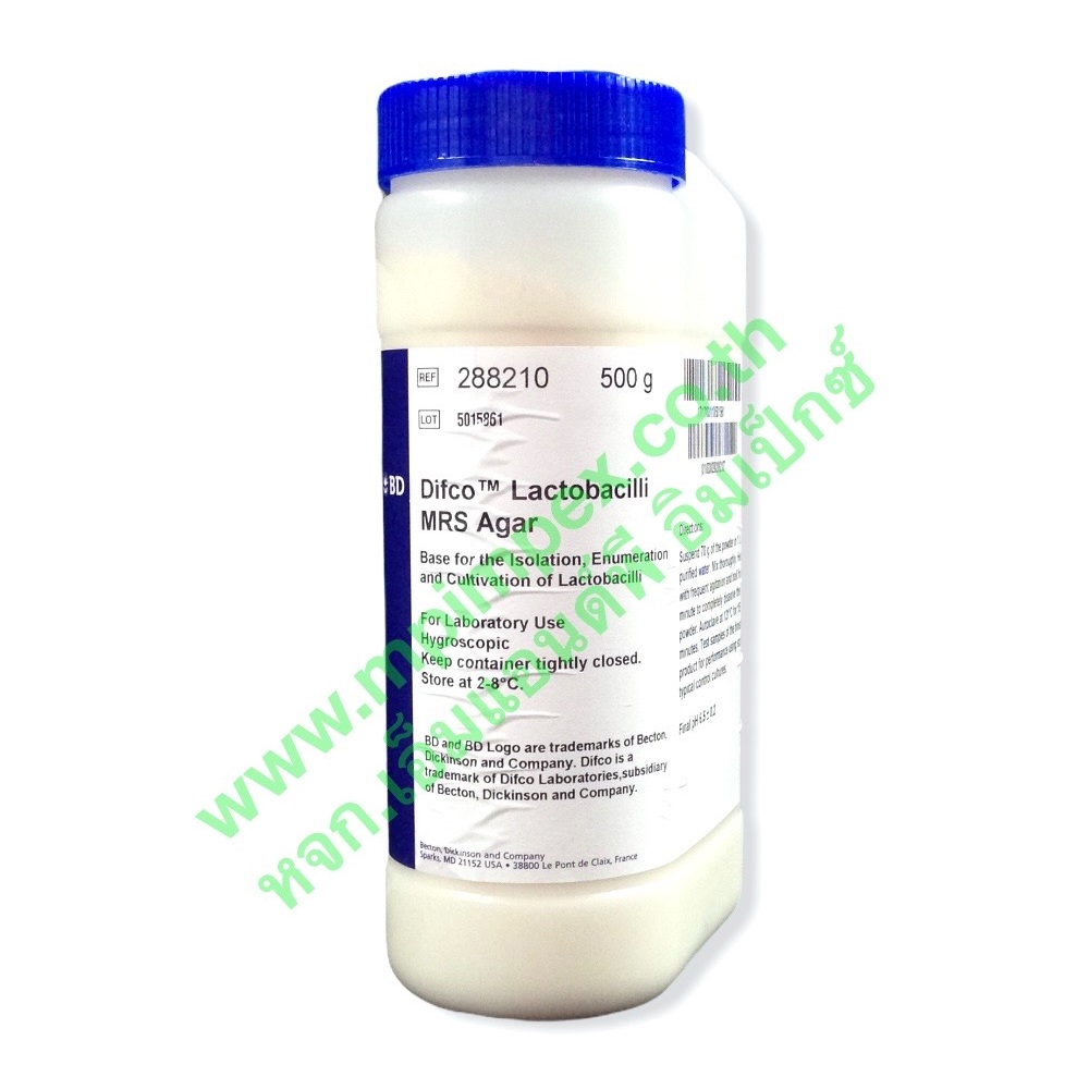 Difco, BBL™ Lactobacilli MRS Agar, 500 กรัม M&P IMPEX นำเข้าและ