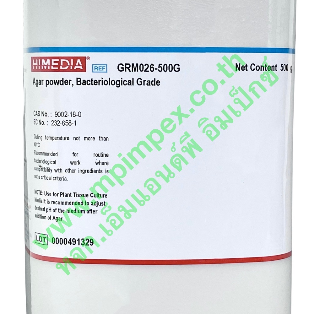 Himedia™ AGAR POWDER, BACTERIOLOGICAL GRADE, 500 กรัม M&P IMPEX นำเข้าและจำหน่ายอุปกรณ์
