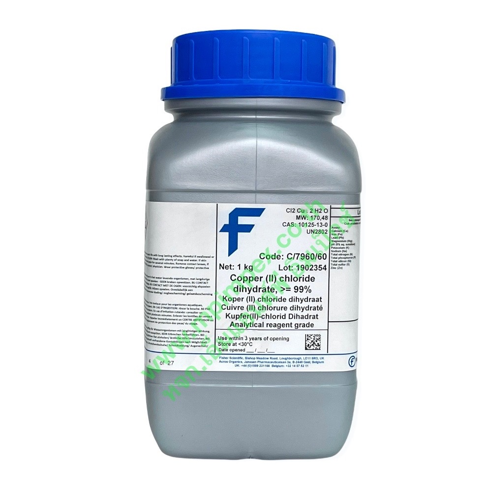 Fisher Chemical™ COPPER (II) CHLORIDE DIHYDRATE 99, 1 กิโลกรัม (Preorder 3045 วัน) M&P