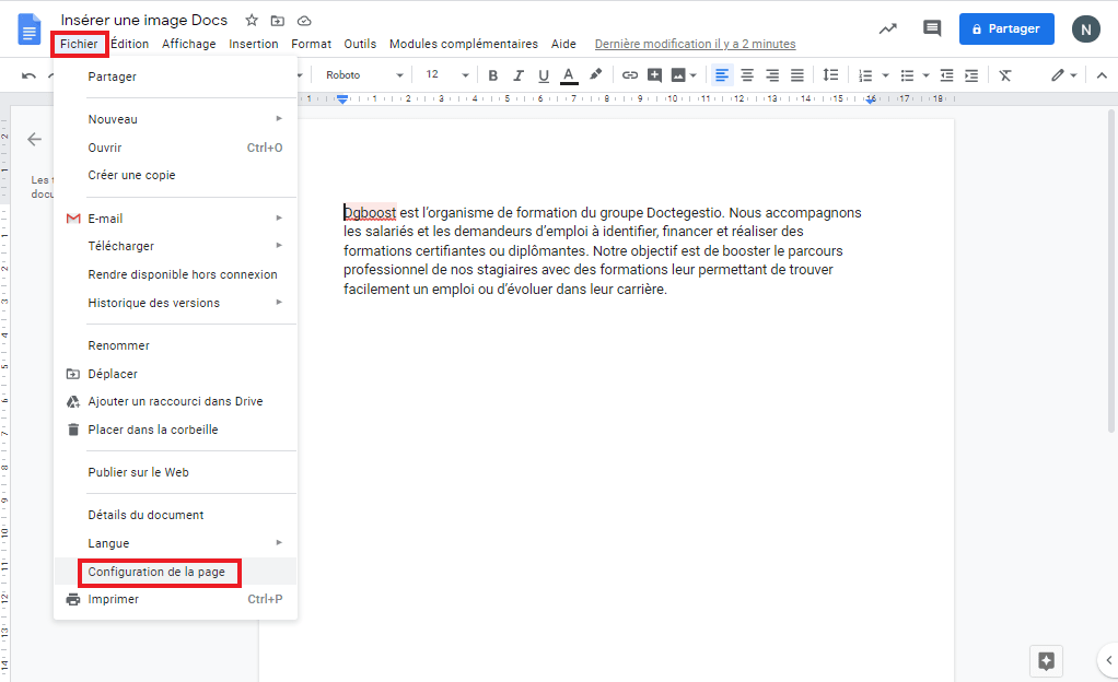 Comment changer l’orientation de son document Google Docs