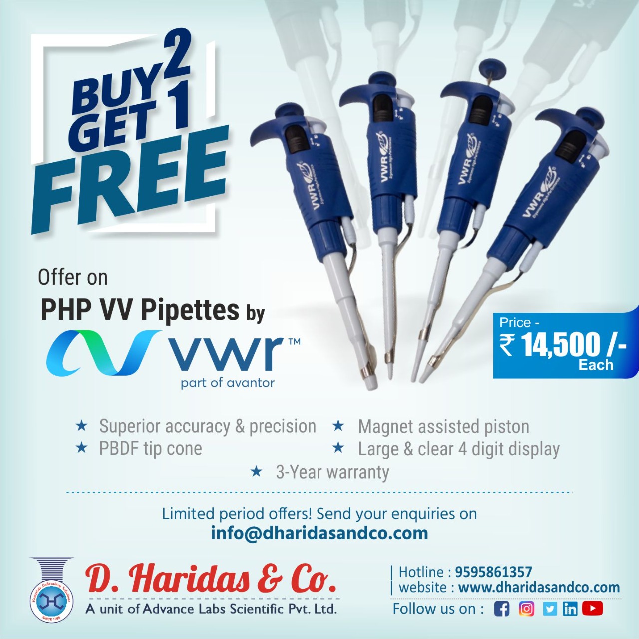 Introducing high performance VWR PHP pipette for precise results. D